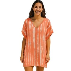 Raya Sun Orange and White Cover-up Women's Medium